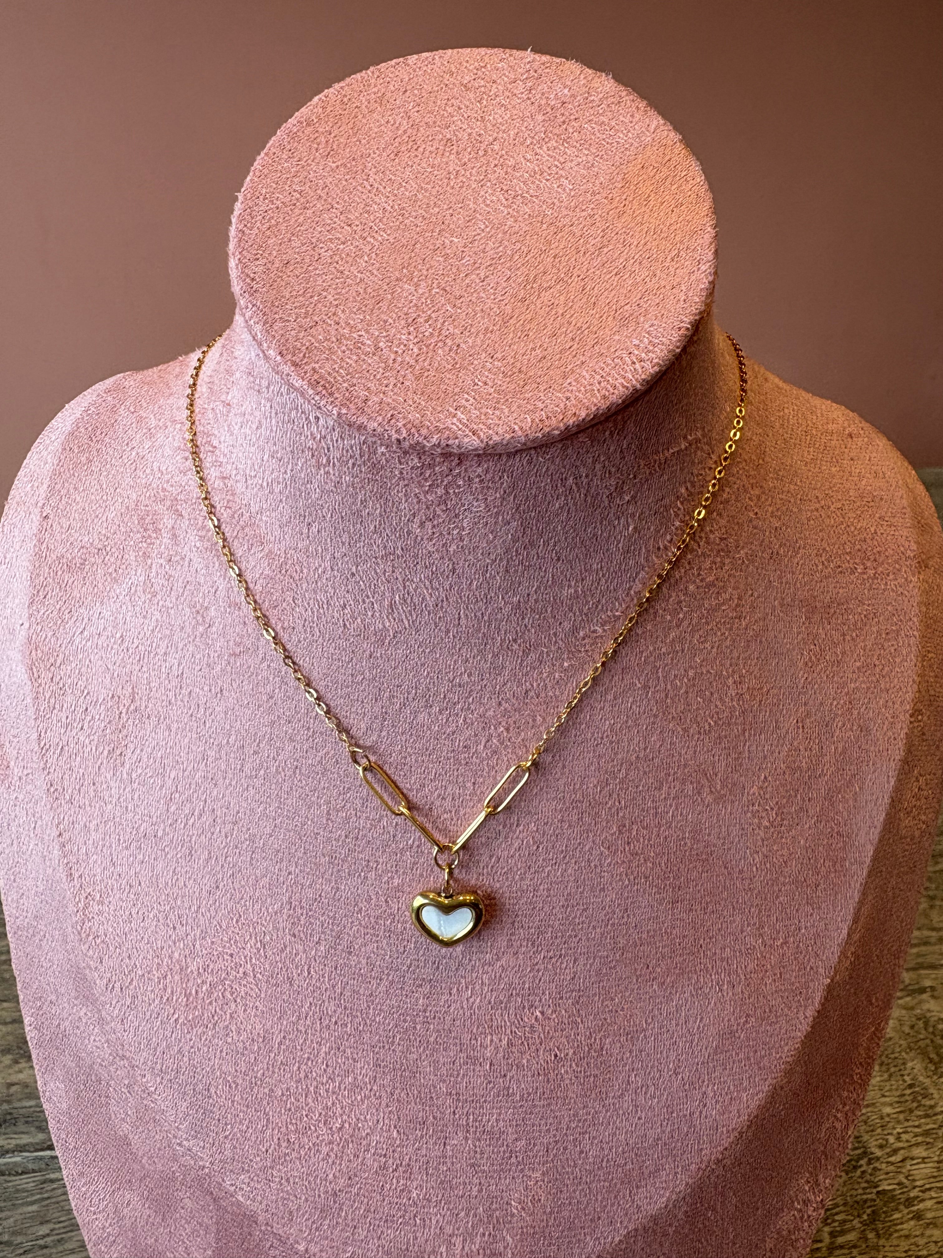 Hearts Necklace, 18K Gold Plated Steel