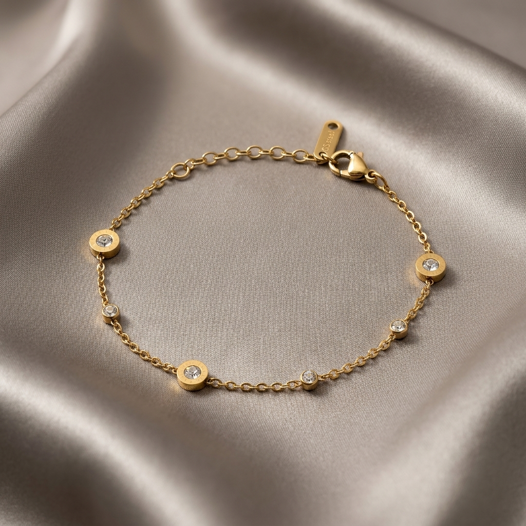 Bracelet, 18K Gold Plated Steel