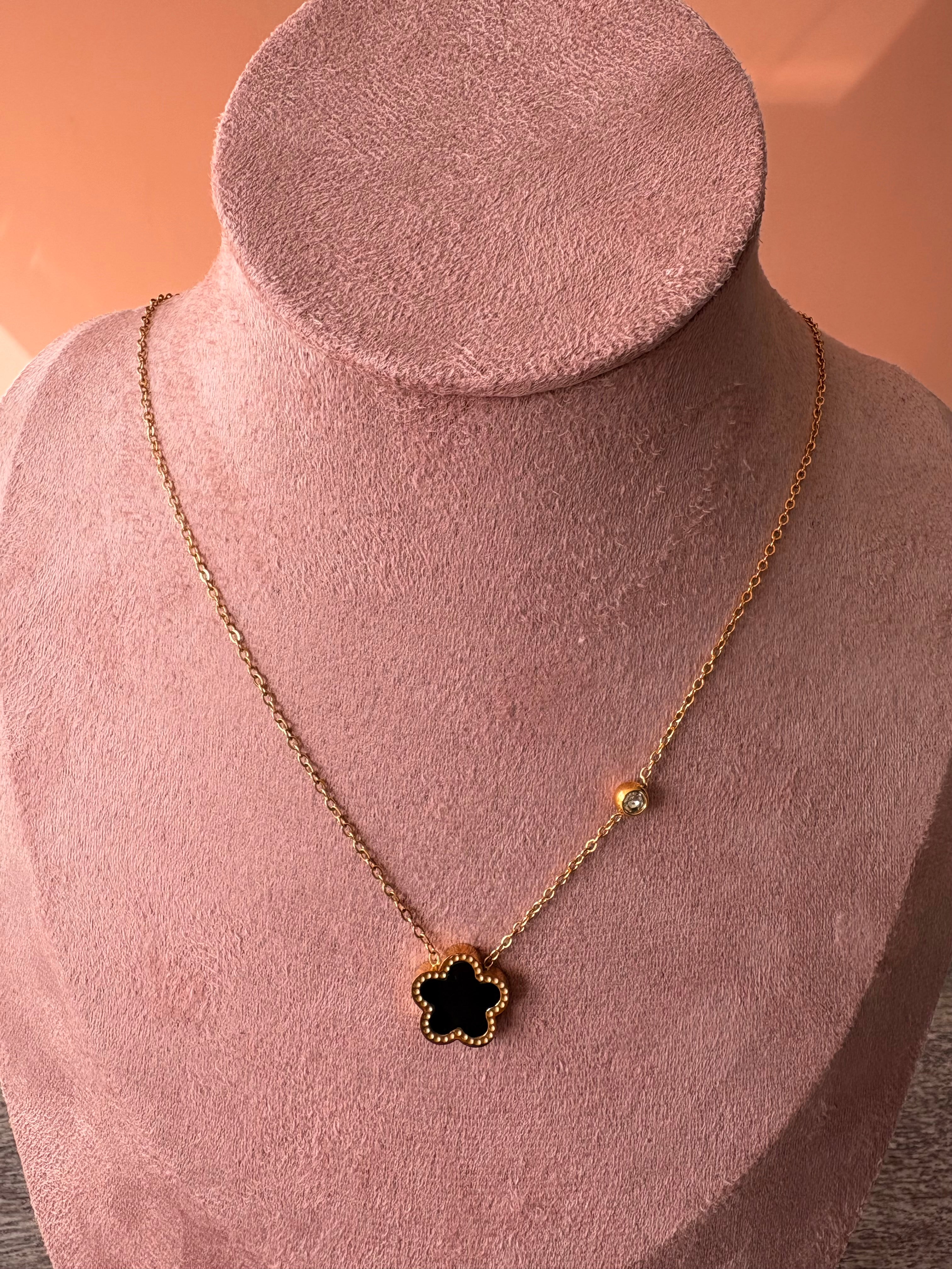 Flower Necklace, 18K Gold Plated Steel