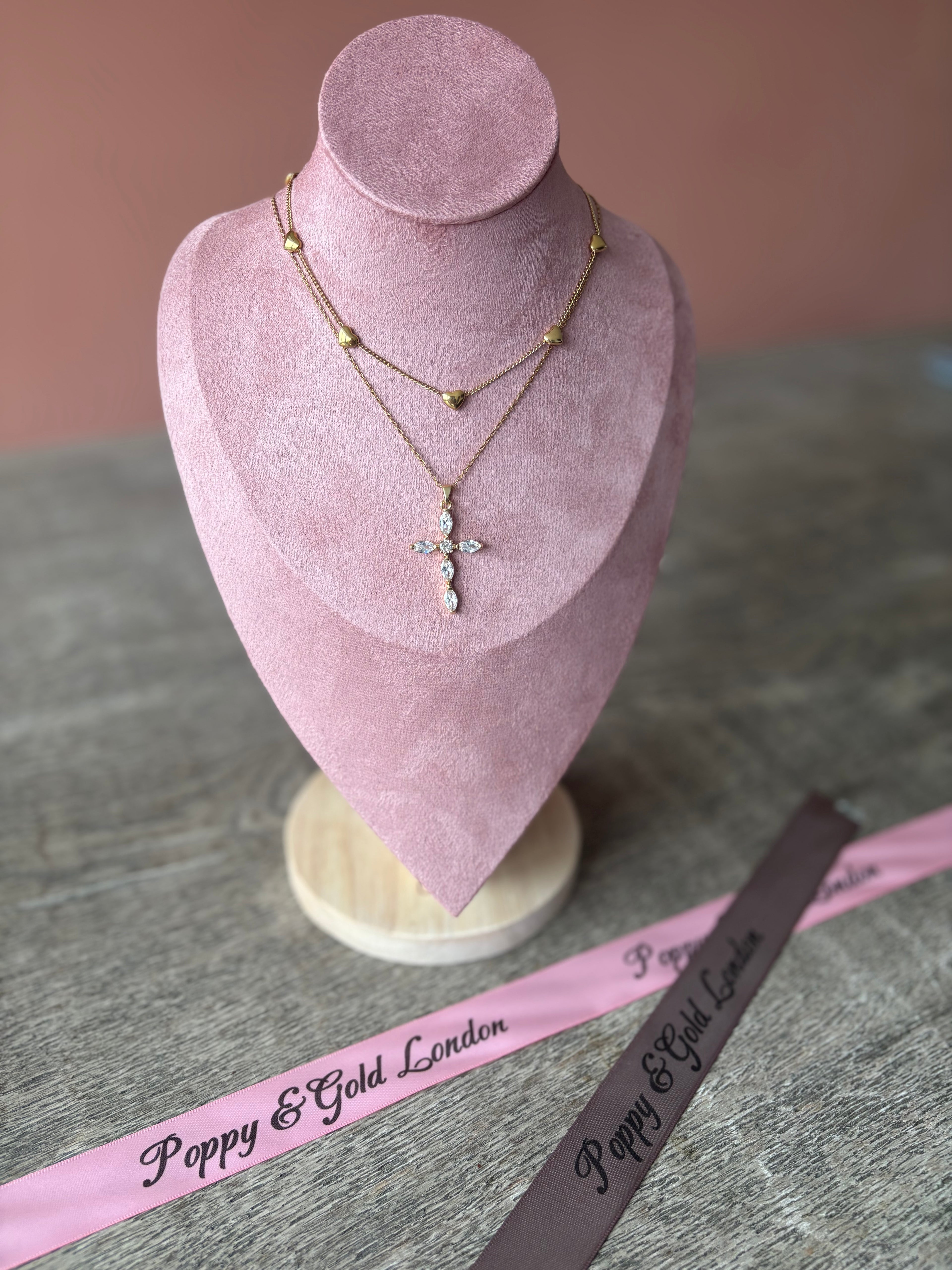 18K Gold Plated Steel Cross Necklace