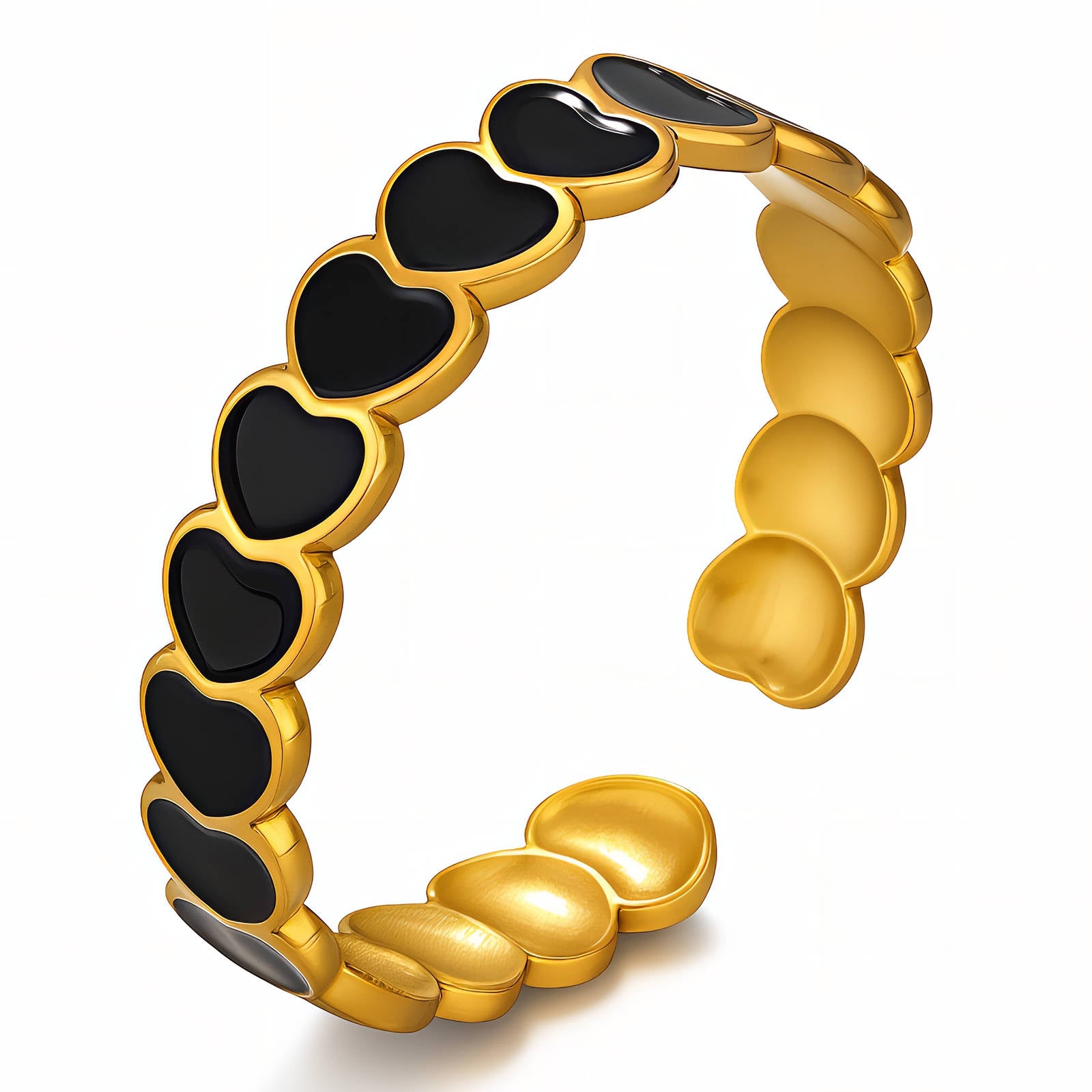 Hearts Ring, 18K Gold Plated Steel