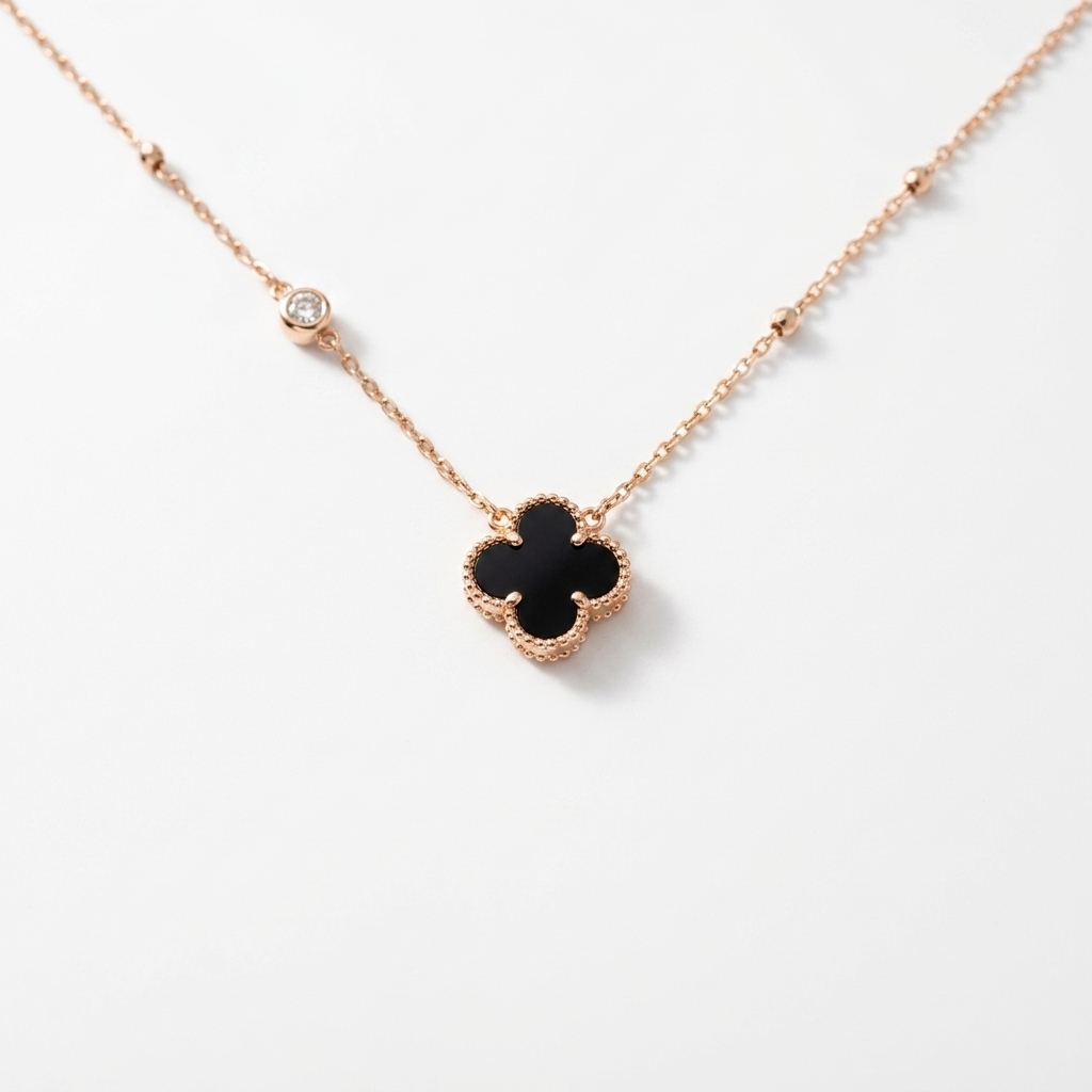 Flower Necklace, 18K Gold Plated Steel