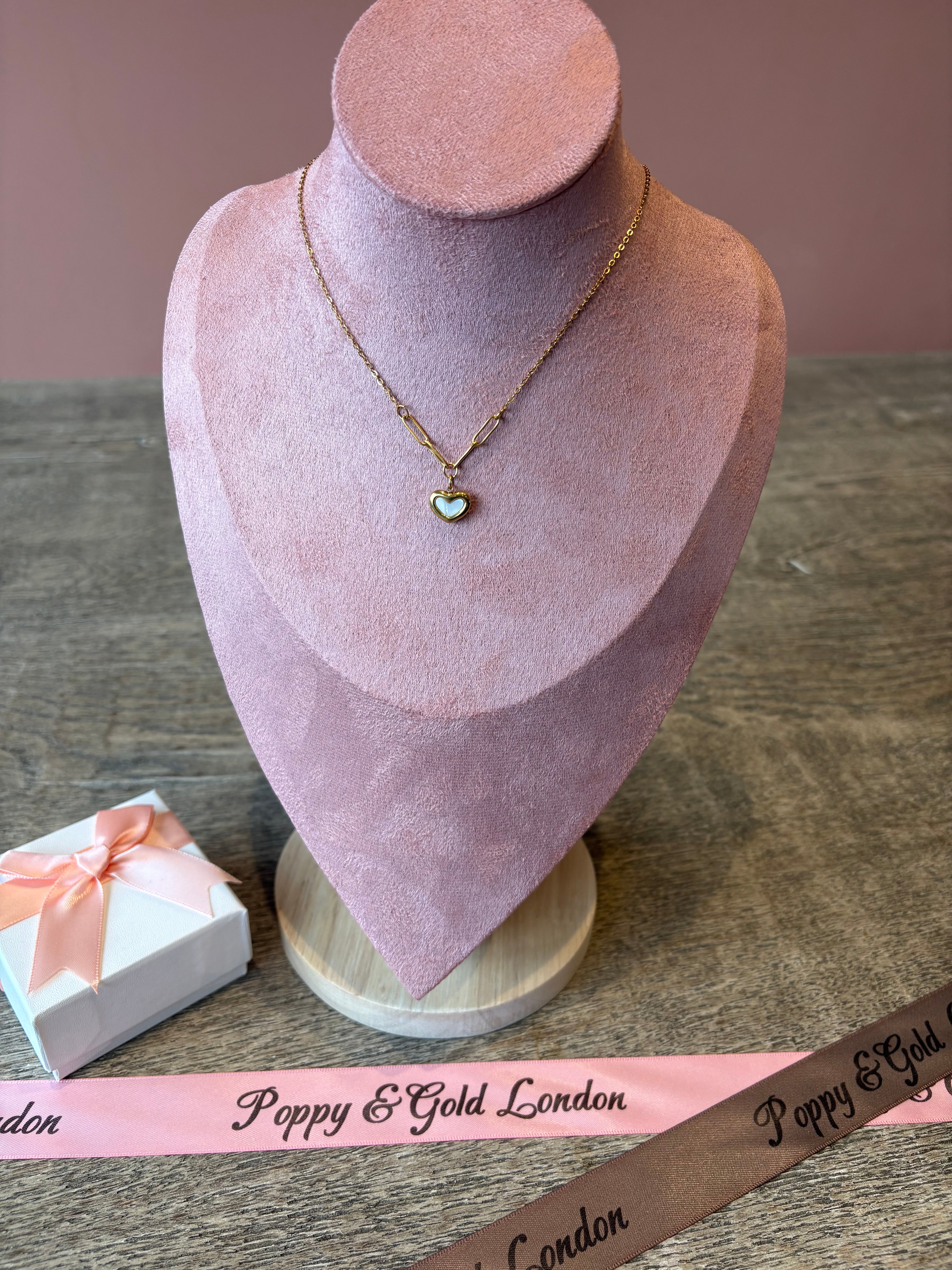 Hearts Necklace, 18K Gold Plated Steel