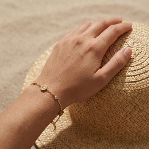 Bracelet, 18K Gold Plated Steel