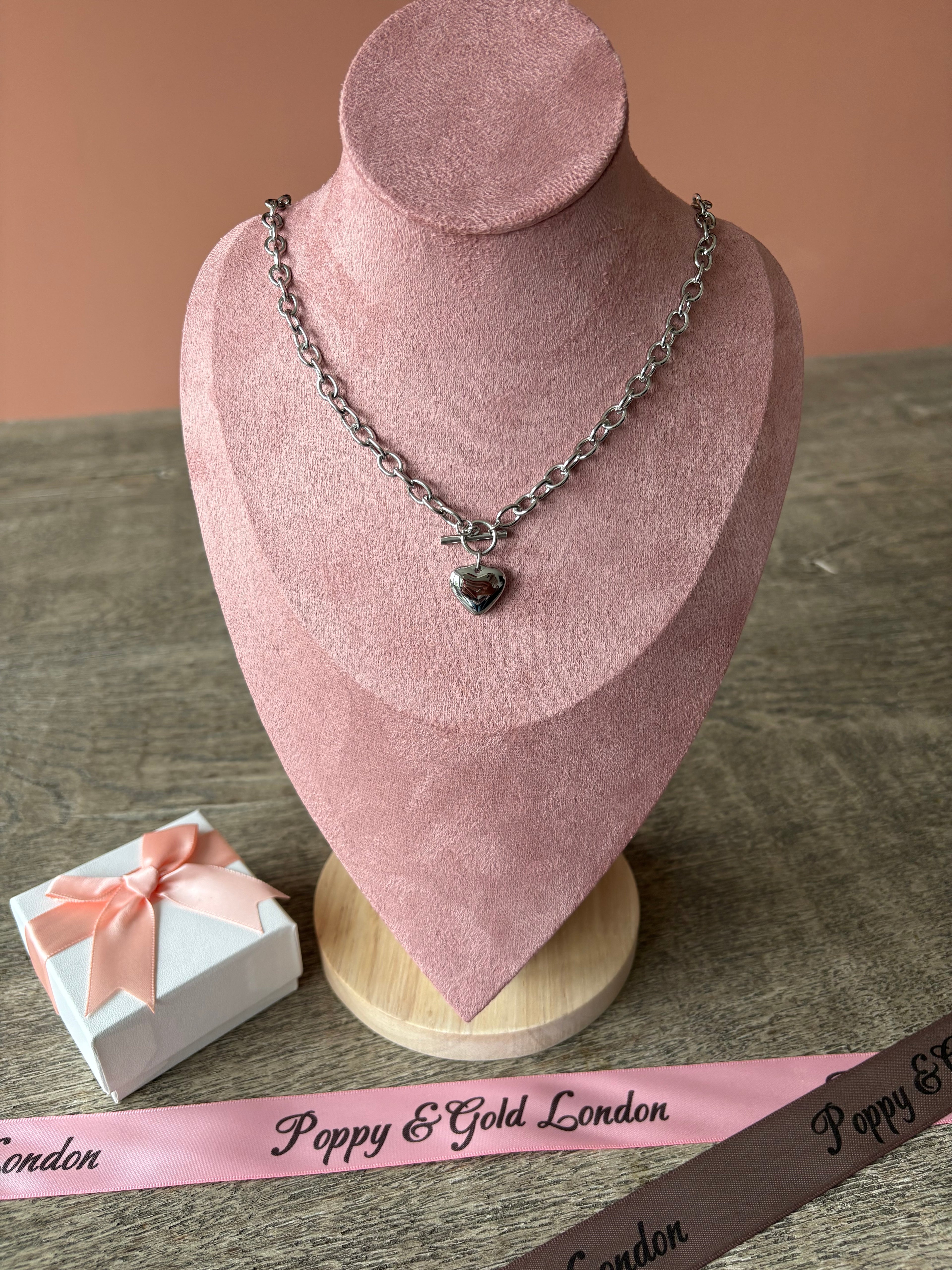 Heart Necklace, Stainless Steel