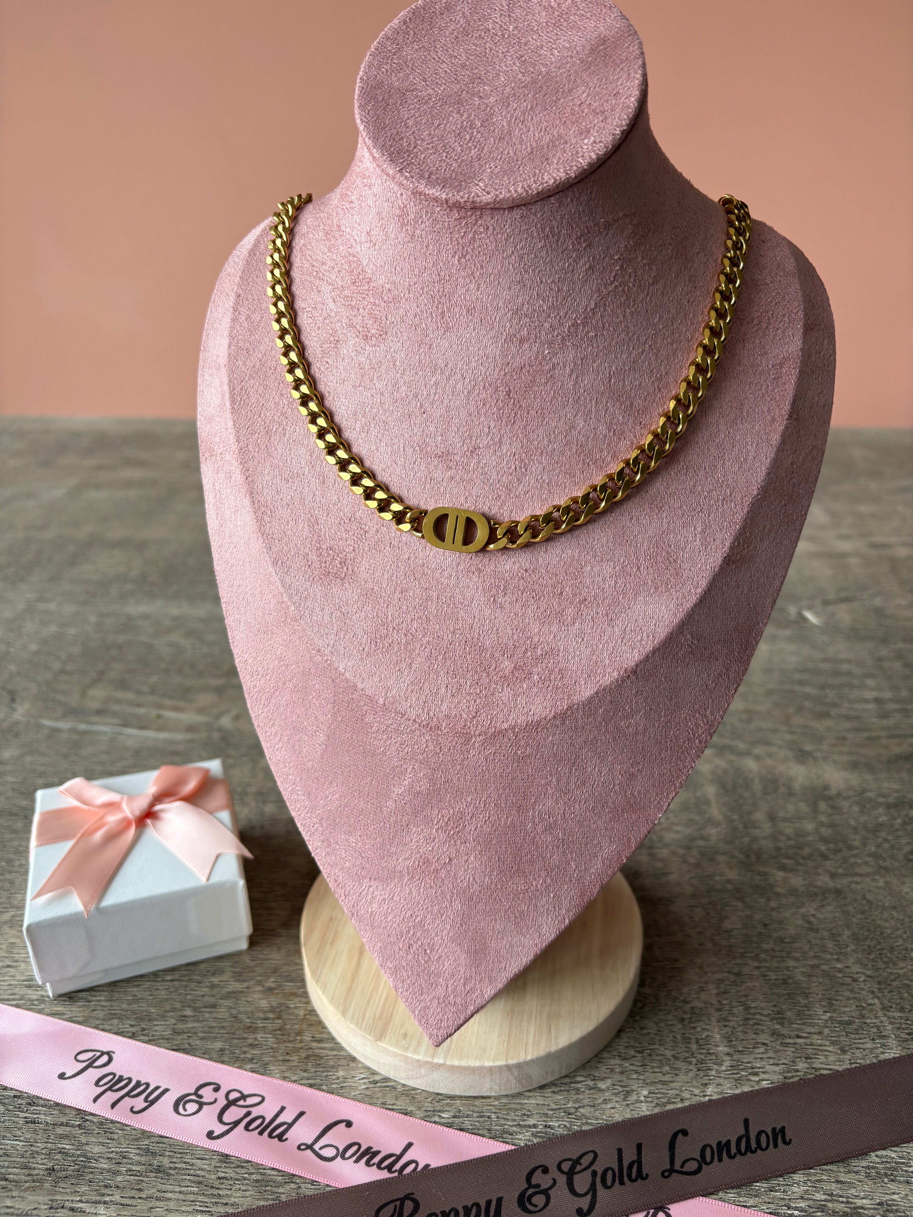 Necklace, 18K Gold Plated Steel
