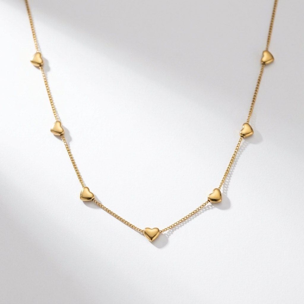 18K Gold Plated Steel Heart Necklace