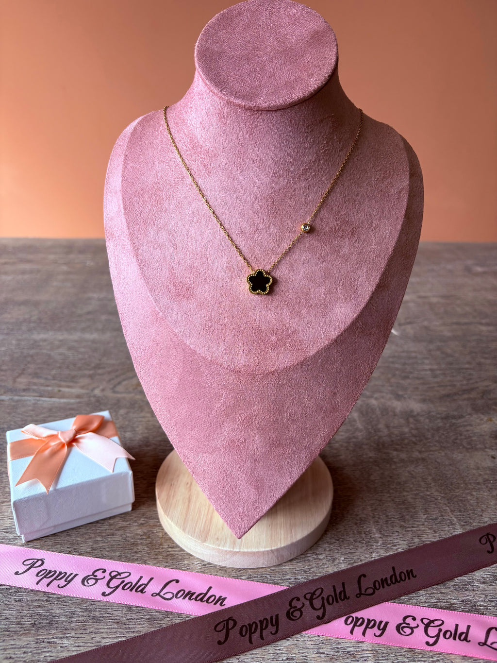 Flower Necklace, 18K Gold Plated Steel