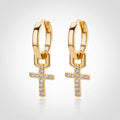 Cross Style drop Earrings with zircon inlay