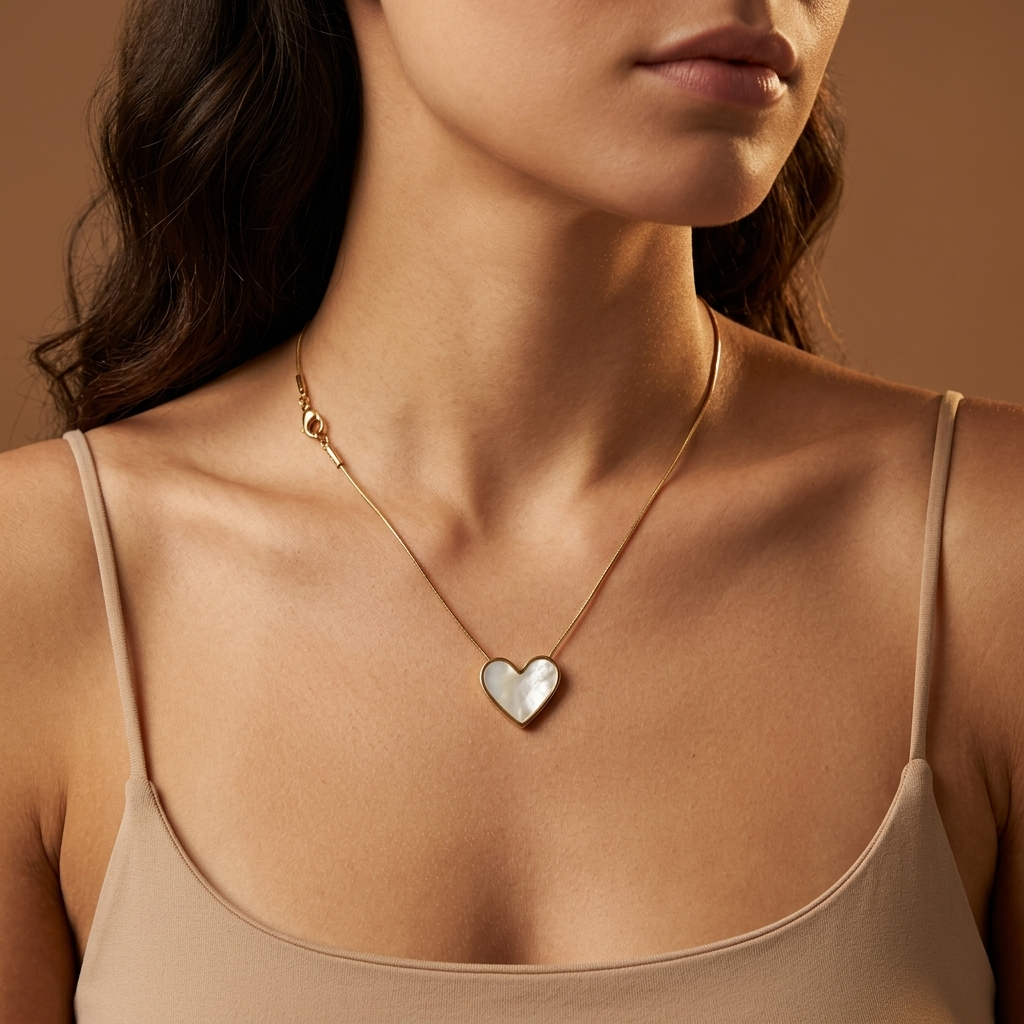 Heart Necklace, 18K Gold Plated Steel