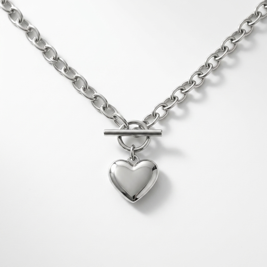 Heart Necklace, Stainless Steel