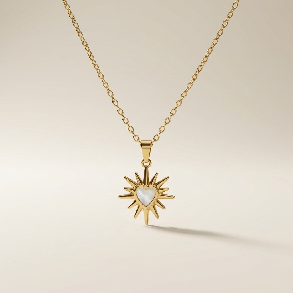 Heart Necklace, 18K Gold Plated Steel