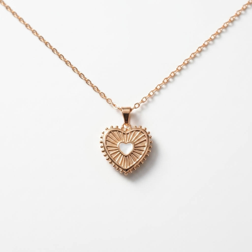 Heart Necklace, 18K Gold Plated Steel