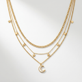 Crescent And Star Necklace, 18K Gold Plated Steel