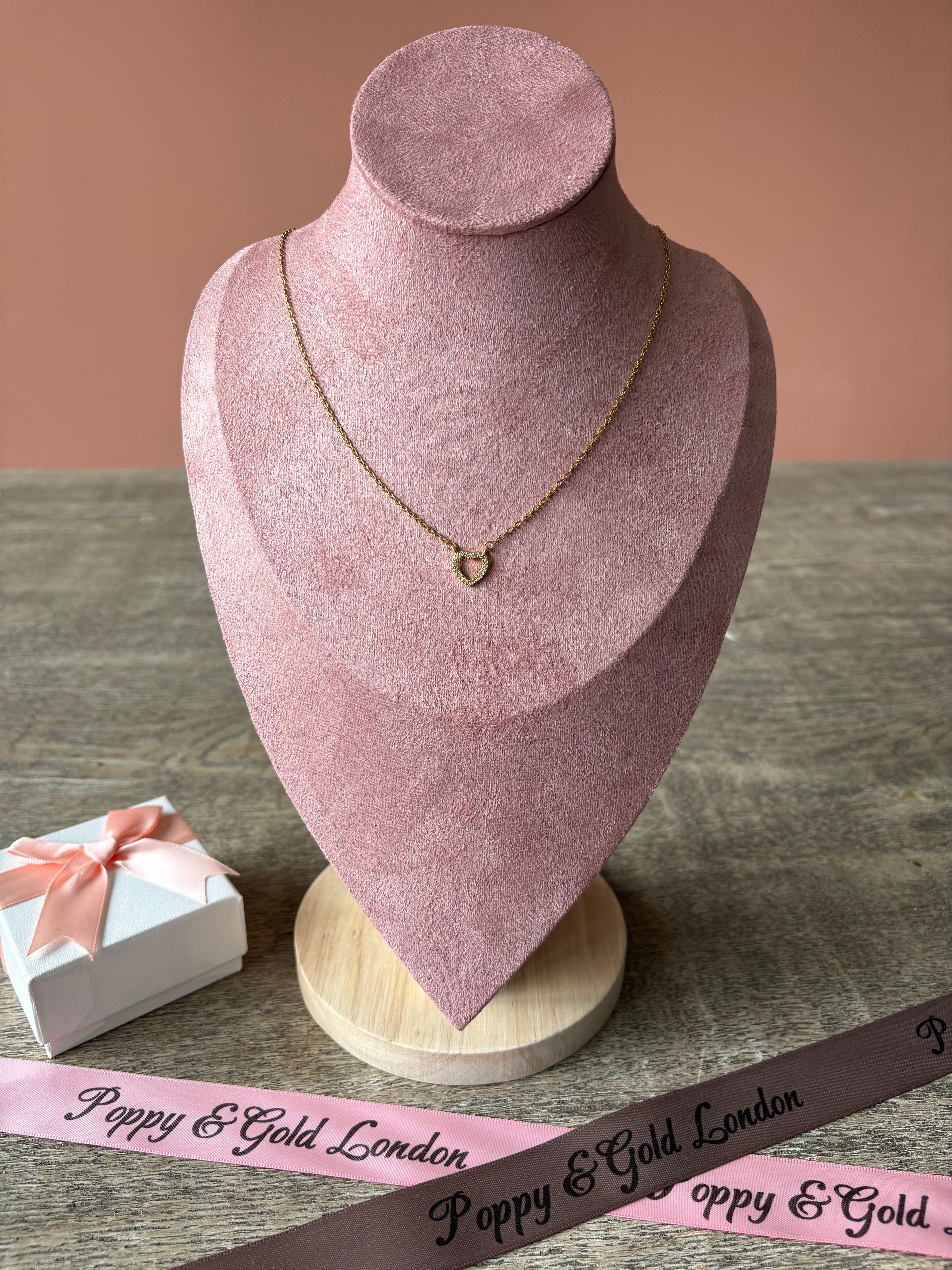 Hearts Necklace, 18K Gold Plated Steel