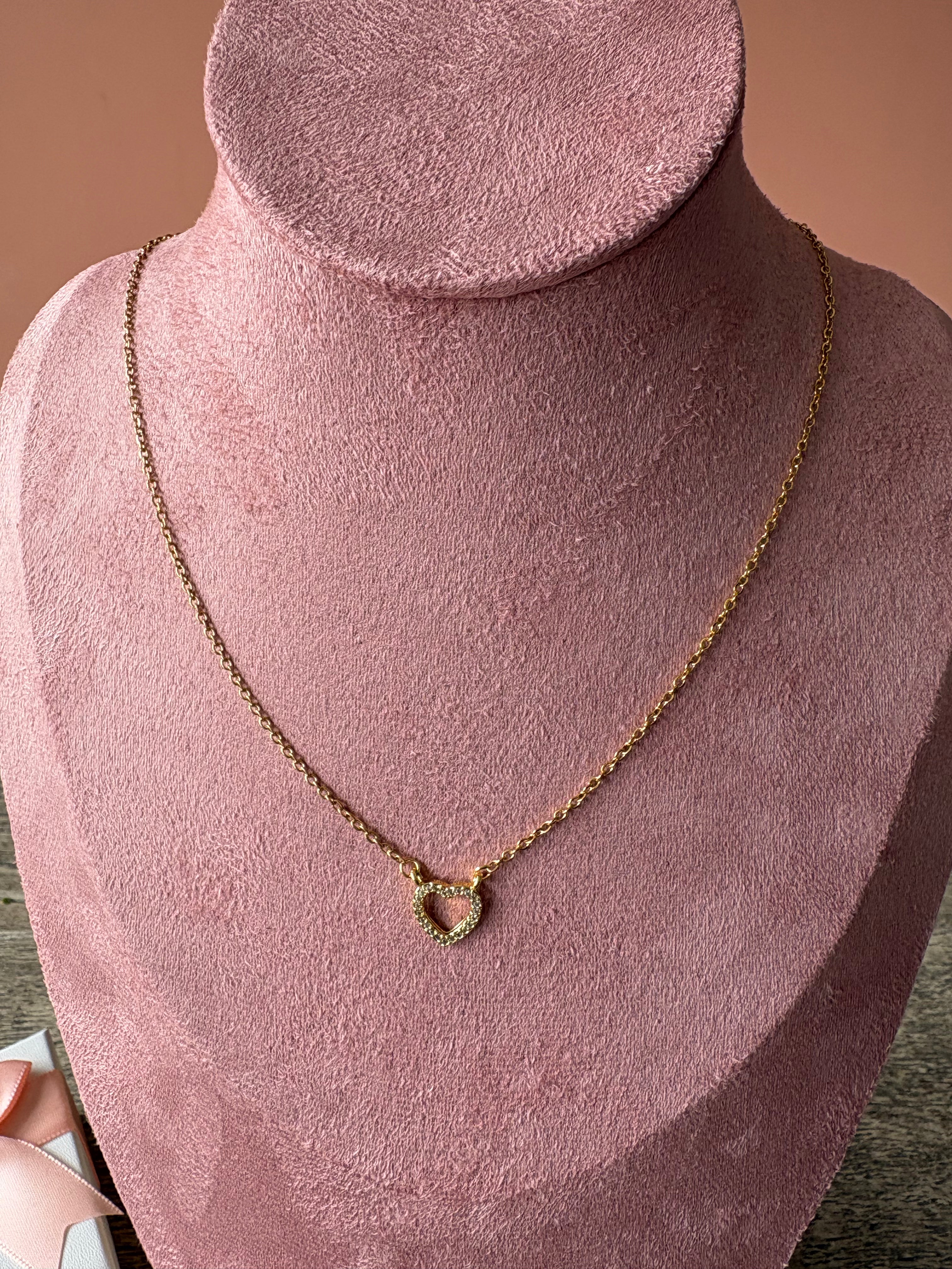 Hearts Necklace, 18K Gold Plated Steel