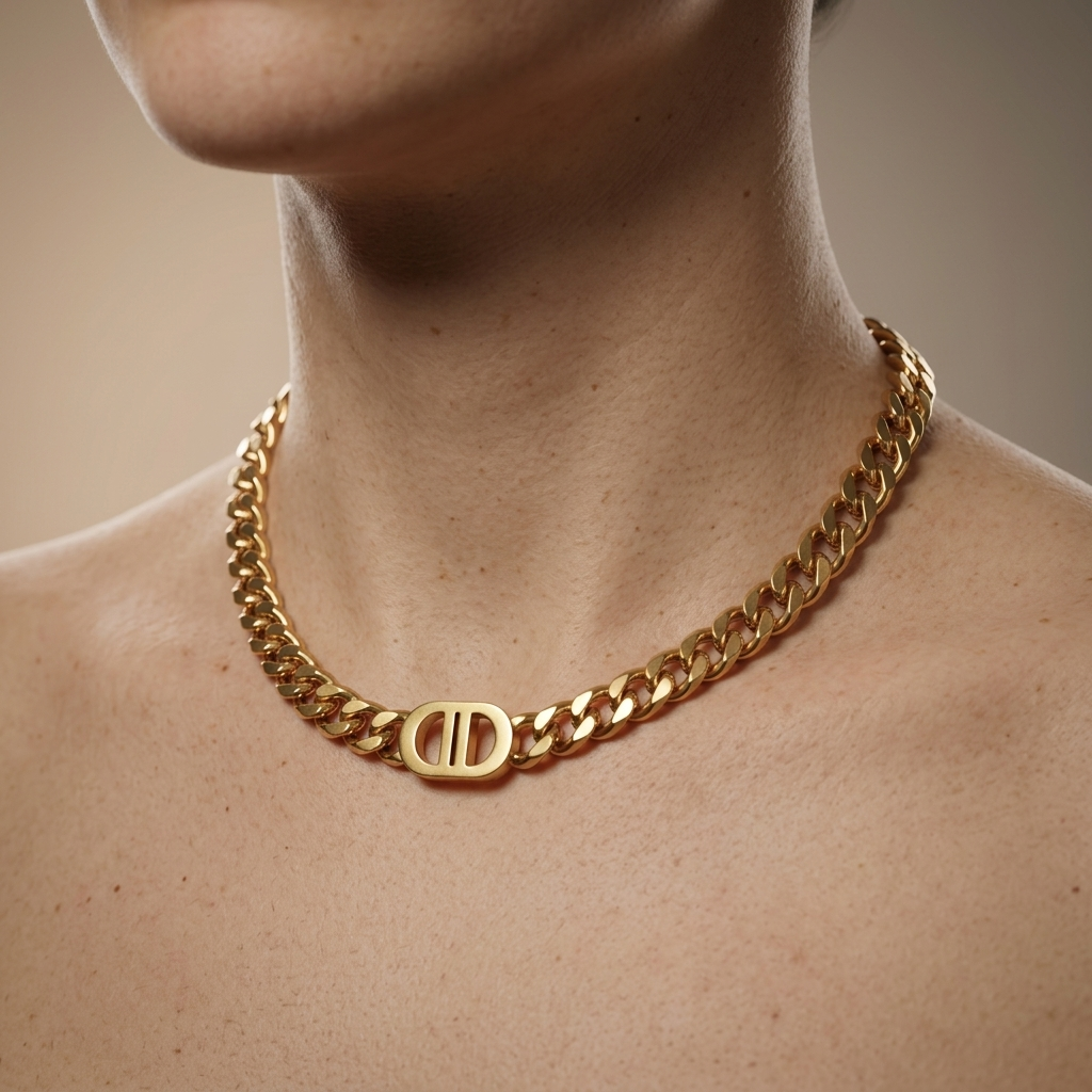 Necklace, 18K Gold Plated Steel
