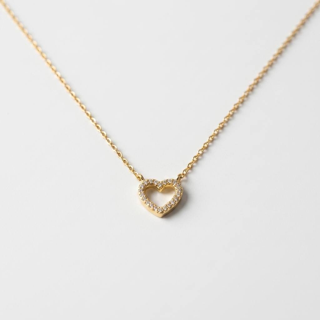 Hearts Necklace, 18K Gold Plated Steel