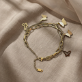 Butterflies Bracelet, 18K Gold Plated Steel