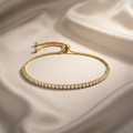 Tennis Bracelet, 18K Gold Plated Brass
