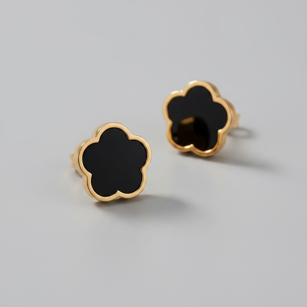 Flowers Earrings, 18K Gold Plated Steel