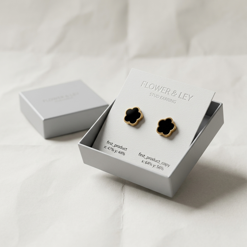 Flowers Earrings, 18K Gold Plated Steel