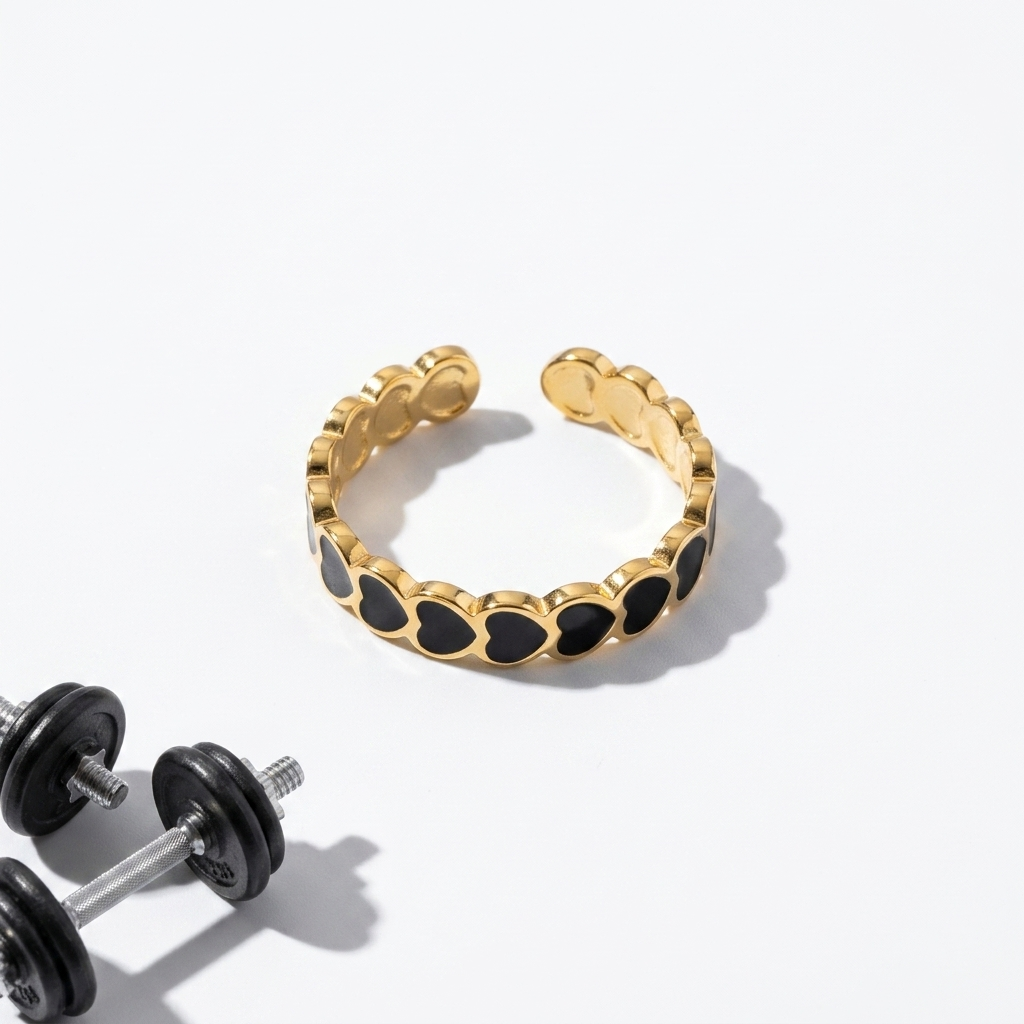 Hearts Ring, 18K Gold Plated Steel